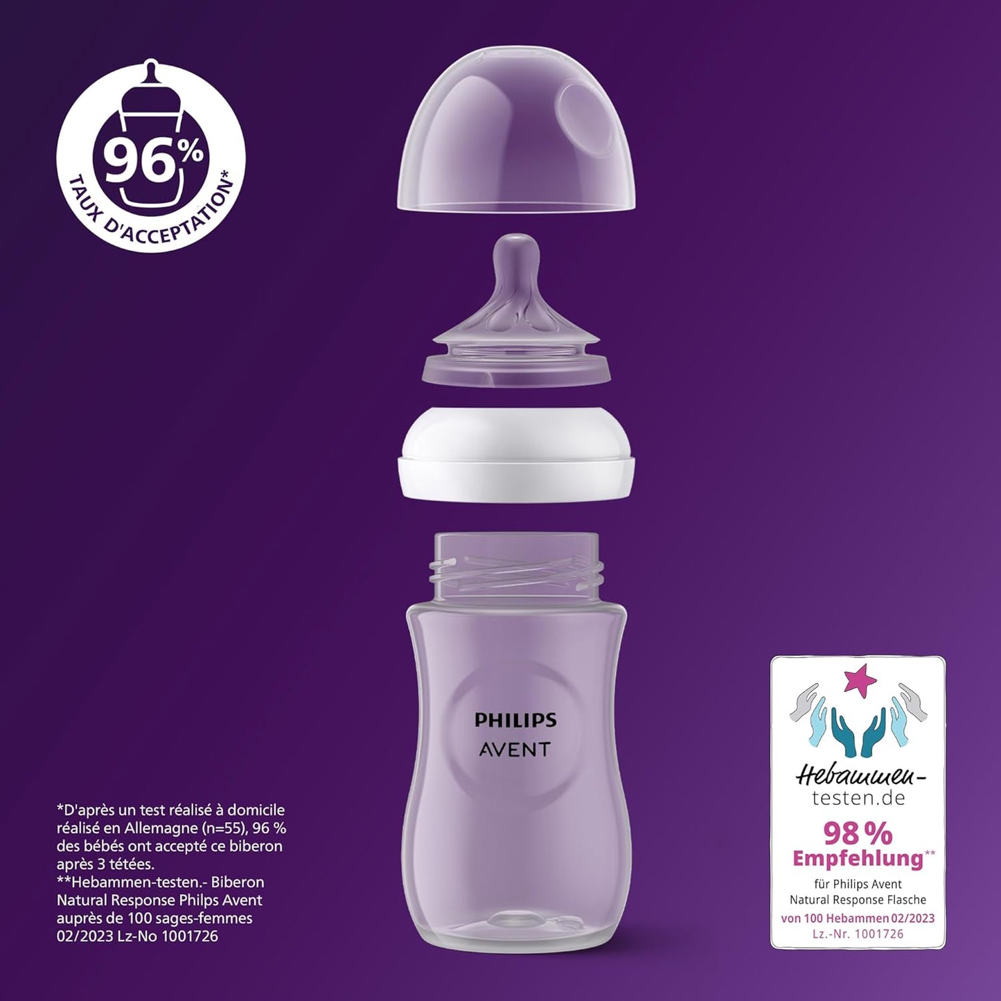 Philips Avent Natural Response - Coffret Découverte Pour Bébé : Biberon Natural Response 125 Ml Avec Tétine T2 (0 Mois Et Plus), Sucette Ultra Air, Modèle SCD837/10