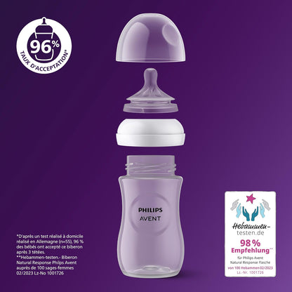 Philips Avent Natural Response - Coffret Découverte Pour Bébé : Biberon Natural Response 125 Ml Avec Tétine T2 (0 Mois Et Plus), Sucette Ultra Air, Modèle SCD837/10