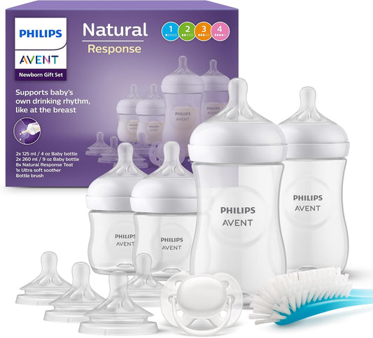 Philips Avent Kit Biberons Pour Nouveau-Né – 4 Biberons, 2 Tétines, Sucette Ultra-Douce Et Goupillon, Pour Les Bébés Âgés De 0 À 12 Mois (Modèle SCD838/13)